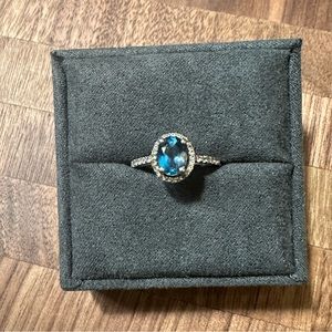 Blue Topaz and White Sapphire Ring.